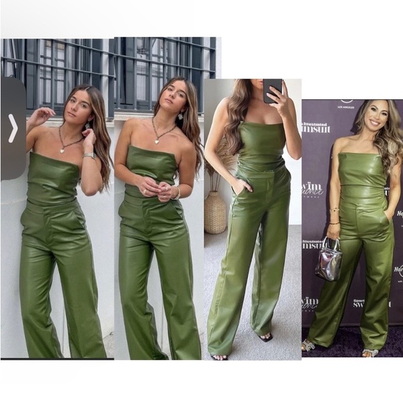 Olive Green Faux Leather Pants - Picture 9 of 9